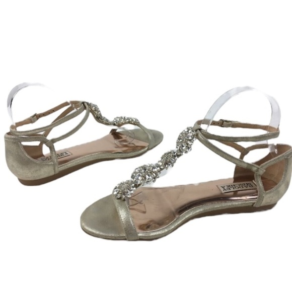 Badgley Mischka Bling Crystals Women Lilli Dress Sandals Size 6 1/2 Silver - Picture 3 of 8